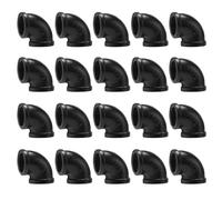 Home TZH 1/2" Black Threaded Elbow, 20 Pack DN15 Female Threaded Cast Malleable Iron for Steampunk Vintage Shelf Bracket DIY Plumbing Pipe Decor Furniture (20, Black 1/2 Inch)