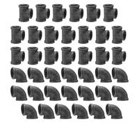 Home TZH 1/2" Thereaded Tee & Elbow, Industrial Cast Malleable Iron Pipe 20Pack Elbow and20 Pack Tee for Steampunk Vintage DIY Pipe Decor Project/Furniture/Shelving Decoration (40, 1/2 Inch)