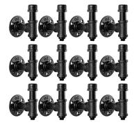 Home TZH Bathroom Towel Hooks for Hanging 12 Pack Vintage Industrial Pipe Towel Holder Black Wall Mounted Hook Decorative for Farmhouse Bathroom Kitchen (Mounting Hardware Included) (12, Black)