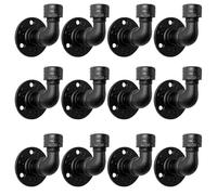 Home TZH Bathroom Towel Hooks for Hanging 12 Pack Vintage Industrial Pipe Towel Holder Black Wall Mounted Hook Decorative for Farmhouse Bathroom Kitchen (Mounting Hardware Included) (12, Black)