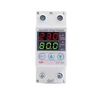 Home Usage Dual LED Display 40A 63A 80A Din Rail 230V Adjustable Voltage Surge Protector Relay with Limit Current Protection(120V AC,63A LCD kWh)
