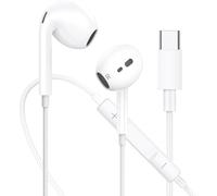 Home USB C Headphones for iPhone 17/16/15/Plus/Pro/Pro Max, HiFi Stereo In-Ear Headphones with Mic and Volume Control, Compatible with iPad Pro/Air, Galaxy S24/S23/S22/A53/A54H-Huawei, Pixel White