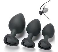Home-Use 3-Size Glute Exercise Accessories, with A Smooth Surface and A Heart-Shaped Charm On The Tail Gifts for Couples- Q （Black