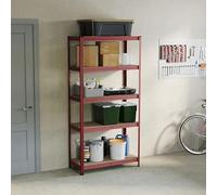 Home Vida 5 Tier Red Heavy Duty Adjustable Steel Garage Shelving Unit (H) 1500mm (W) 700mm - 875kg Weight Capacity