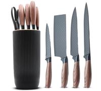 Home Vista 6-Piece Knife Set/Comes with Freestanding Storage Block/Sharp Stainless Steel Kitchen Knives/Scissors/Non-Stick Ideal for Chopping, Slicing & Everyday Cooking (Black)