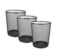 Home Vista Black Stainless Steel Mesh Office Bin 3Pk - Waste Paper Bin for Bedroom-Lounge-Under Desk, Durable & Lightweight Basket for Home & Office - Small Waste Paper Bins for Efficient Organization