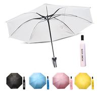Home Vista Black Umbrella, Slim Bottle Packing Windproof Travel Umbrella - Compact Automatic Folding Umbrellas for Rain, 8 Ribs Wind Resistant Small Portable Handbag Umbrellas for Single Hand Use