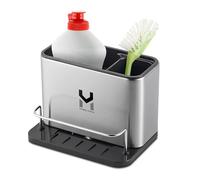 Home Vista Kitchen Sink Caddy with Removable Drip-Steel Sink Tidy Organiser-Sponge Holder for Kitchen Sinks Surface-No Drilling Rustproof Washing Up Organizer for Spoons and More