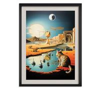 Home Wall Art - Choose from 11 Designs & 8 Sizes - Decor Aesthetic Vintage Poster - Cats in Style of Famous Artist - Funny Cat Lover Gift (4 - Surrealism of a Cat)
