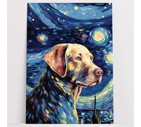 Home Wall Art - Choose from 20 Designs & 8 Sizes - Decor Aesthetic Vintage Poster - Dogs Cats in Style of Vincent van Gogh - Funny Cat Dog Lover Gift (Labrador Retriever)