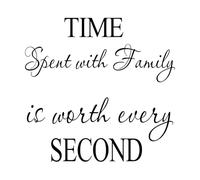 Home Wall Decals Quotes Time Spent with Family is Worth Every Second Vinyl Wall Stickers for Bedroom Livingroom Decoration Extra Large - 74x76cm