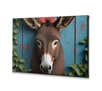 Home Wall Decor A Donkey'S Face With Green Leaves On Either Side. Canvas Decorative Picture Bathroom Pictures Shabby Chic Decor(40x60cm)