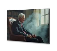 Home Wall Decor A Man In A Suit Sits In An Armchair With Smoke Rising Beside Him. Canvas Decorative Picture Bathroom Wall Art Religious Easter Decorations(40x60cm)
