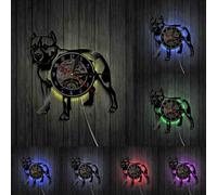 Home Wall Decor Decorative Vinyl Record Wall Clock Dog Breed Gifts American Bully Retro Clock With LED
