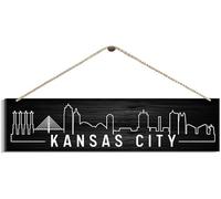 Home Wall Decor Signs Kansas City Skyline Rustic Wood Sign Wall Art For Home Entryway Living Dining Room Farmhouse_4x16inch