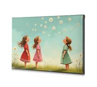 Home Wall Decor Three Girls Blowing Dandelion Seeds In A Field. Canvas Decorative Picture Bathroom Pictures Shabby Chic Decor(30x40cm)