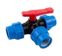 Home Water System Valve Plastic 3-Way Ball Valve for PE Pipes Easy Install Push-Fit Plumbing Joint With Flow Direction Control, DN15 To DN40(32mm)