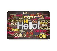 Home Welcome Front Door Mat, Durable Non-Slip Yard Porch Patio Entryway Rug with Different Languages of Script Hello, Small Outdoor Indoor Doormat 16" X 24"