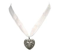 Home whisper costume jewellery * costume necklace organza ribbon with traditional heart * women’s dirndl necklace - organza chain * dirndl jewellery Oktoberfest (white)
