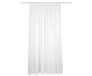 HOME WOHNIDEEN 41100 Fertigstore Crosta, plain linen structure, transparent, pleated tape, colour: white, size: 245 x 500 cm, quantity: 1 x