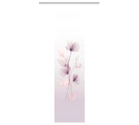HOME WOHNIDEEN Berekua Sliding Curtain in Silk Look, Flowers Digital Print, 245 x 60 cm, with Accessories, Colour: Lilac, Size: 245 x 60 cm, Quantity: 1 x