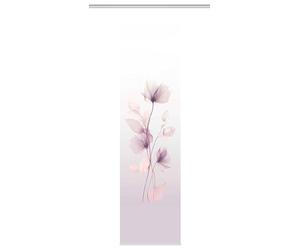 HOME WOHNIDEEN Berekua Sliding Curtain in Silk Look, Flowers Digital Print, 245 x 60 cm, with Accessories, Colour: Lilac, Size: 245 x 60 cm, Quantity: 1 x