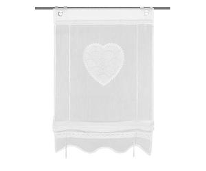HOME WOHNIDEEN Corazon 091417-0101 Roman Blind with Eyelets and Hooks Embroidered and Lace at the Bottom Panel Colour: White Dimensions (Height x Width): 130 x 60 cm 130 x 60 cm