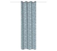 HOME WOHNIDEEN Lenny Eyelet Curtain with Circles Jacquard Pattern, 245 x 140 cm, Opaque, Colour: Blue, Size: 245 x 140 cm, Quantity: 1