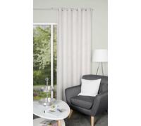 HOME WOHNIDEEN Linora ready-to-use curtain with eyelets in linen structure, 245 x 140 cm, opaque, colour: grey, size: 245 x 140 cm, quantity: 1x