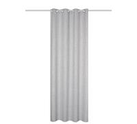 HOME WOHNIDEEN Linora ready-to-use curtain with eyelets in linen structure, 245 x 140 cm, opaque, colour: grey, size: 245 x 140 cm, quantity: 1x