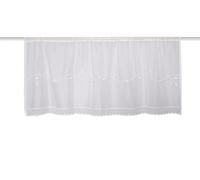HOME WOHNIDEEN Maciro Net Curtain, 45 x 145 cm, Semi-Transparent, Batiste, Colour: White, Size: 45 x 120 cm, Quantity: 1 x