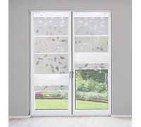HOME WOHNIDEEN RANA 91515 Magnetic Roller Blind, Burnout Bamboo, Tendril Motif, Window Hook, Colour: White, Size: 210 x 70 cm, Quantity: 1