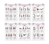 Home Workout Poster Pack, Illustrated Exercise Guide Set 6 Sheets, Total Body Training Wall Charts, Easy Follow Fitness Routine Visual Aid for Yoga Cardio Conditioning Daily Exercise Support