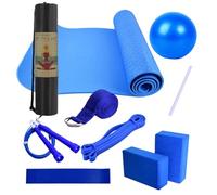 Home Workout Yoga Kit: Mat With Yoga Ball, Resistance Band, Stretch Band | Whole Body Pilates Exercise Equipment For Beginners And Professionals