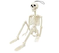 Home-X 1pcs Halloween Posable Skeleton, 40cm/15.6in Hanging Realistic Full-Body Movable Joints Human Skeleton Bones for Halloween Props, Spooky Graveyard Decorations, Haunted House Accessories