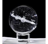 Home-X 3D Planet Solar System Crystal Ball, 60mm Shooting Star Galaxy Paper Weights, Science Astronomy Gifts with Base, Desk Decorations Crystal Ornaments Gifts for Women Men Kids