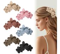 Home-X 6 PCS Flower Hair Claw Clips, Large Matte Hair Clips for Thick/Medium/Thin Hair, Hawaiian Hair Clips for Women/Girls, Cute Flower Hair Accessories