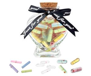 Home-X Capsule Letters Message in a Bottle, 101 PCS Message Capsule with Love Wishing Bottle, Love Notes Letters Memory Jar Couples Gifts for Boyfriend Girlfriend Wife Husband and Friend