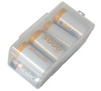 Home-X - Clear C Battery Storage Case, Stores and Organizes Batteries in a Hard, See-Through Case for Easy Access, Fits Up to 8 C Batteries