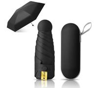 Home-X Mini Travel Umbrella - UPF50+ Sun & Rain UV Protection, 6 Ribs Windproof Lightweight Small Compact Design, Portable Folding Sun Umbrella With Capsule Case, Pocket Size for Men and Women