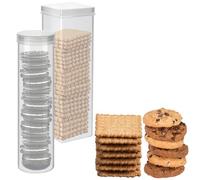 Home-X Set of 2 Round and Square Cookie & Cracker Keeper - Airtight Containers for Freshness