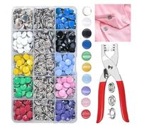 Home-X Snap Button Fastener Kit, 200 Sets 10 Colors 9.5mm Press Stud Tool Kit with Fastener Pliers, Press Studs Metal Snap Fasteners No Sewing, Poppers Fasteners Kit for Clothing,Bags,DIY Crafts