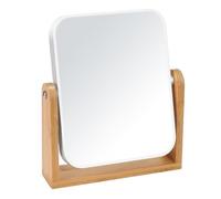 Home-X Table Desk Vanity Makeup Mirror, 1X/3X Magnification Double Sided 360 Degree Swivel with Natural Bamboo Stand, Compact Small Portable Free Standing Mirror for Dressing Table, Bathroom, Travel
