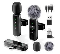Home-X Wireless Lavalier Microphone for iPhone, iPad, Android Phone, 2-Pack Mini Microphone with Noise Cancellation, Clip-On Mic Lapel Mic with USB-C for Video Recording Vlog Interview TikTok YouTube
