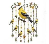 Home Yard Bird Decor with Stained Glass Inspired Artwork, Metal Look Structure, Porch Patio Balcony Window Accent Balcony Window Ornament Crystal Accent Bird Artwork