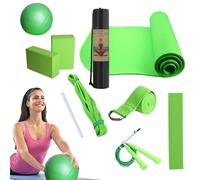 Home Yoga Fitness Set - Improve & Flexibility with 10 Essential Tools | Includes 7mm Mat, Yoga Ball, Resistance Bands, Rings & | Portable Kit All Levels, Ben