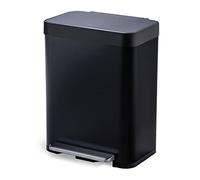 Home Zone Living 13 Gallon Kitchen Trash Can, Large Stainless Steel Liner-Free Body, 50 Liter Capacity, Matte Black, Virtuoso Series