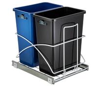 Home Zone Living 15.3 Gallon Pull Out Dual Trash Can for Recycling and Trash, Under Cabinet Design, 58 Liter Total Capacity