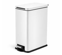 Home Zone Living 4.4 Gallon Slim Kitchen Trash Can, Stainless Steel, Step Pedal, 16.7 Liter, White