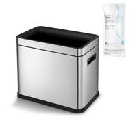 Home Zone Living 8.7 Gallon Kitchen Trash Can with Open Top, Stainless Steel, Slim Shape